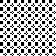 Poster - Black squares and small four pixels. Vector repeated shape pattern on white background.