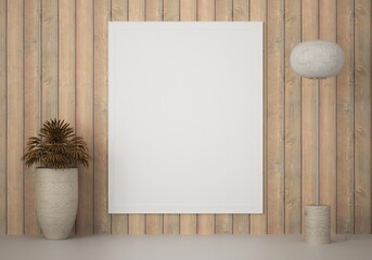 3D Mockup photo frame in Modern interior of gallery hall