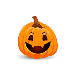 Poster - Pumpkin on white background. The main symbol of the Happy Halloween holiday. Scary orange pumpkin with smile for your design for the holiday Halloween.