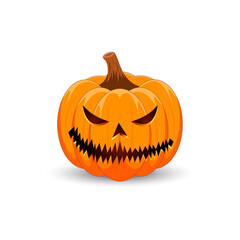 Poster - Pumpkin on white background. The main symbol of the Happy Halloween holiday. Scary orange pumpkin with smile for your design for the holiday Halloween.