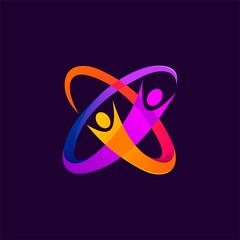 Sticker - partnership logo with gradient color concept