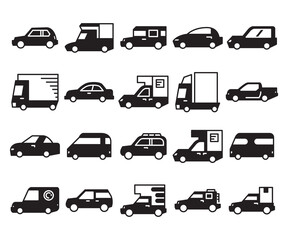 car, truck, van transportation icon glyph design 