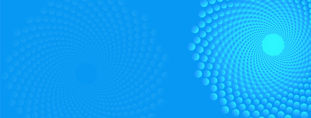 website header or banner design with spiral dot pattern. geometric abstract blue background with gol