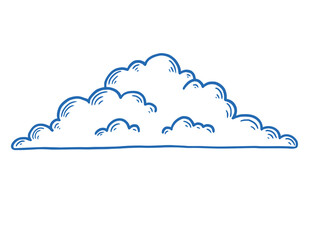 Poster - Hand drawn cloud set. Doodle sketch style cloud. Simple outline scribble draw. Vector illustration.