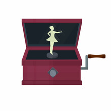 Music Box. Music Box With A Ballerina, Vector Illustration