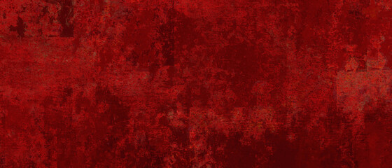 Elegant fancy rich red texture paper cracked and scratched wall  or antique metal grunge in luxury backdrop template, autumn or Christmas background	