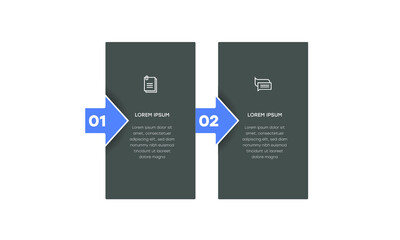 Infographic. Vector Infographic design template with icons and 2 numbers options or steps. Can be used for process diagram, presentations, workflow layout, banner, flow chart, info graph.