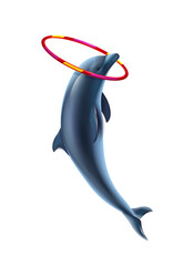 Poster - Dolphin And Hoop Composition