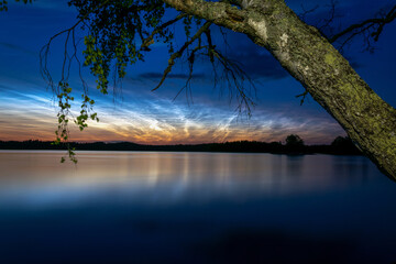 Wall Mural - Swedish summer midnight over the lake