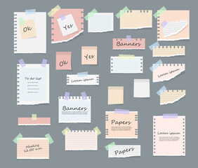 Sticky notes, memo messages, torn paper sheets.