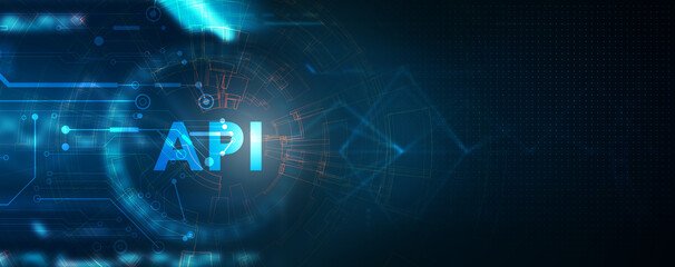 API - Application Programming Interface. Software development tool. Business, modern technology, internet and networking concept.