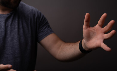 Poster - man showing his empty hand.