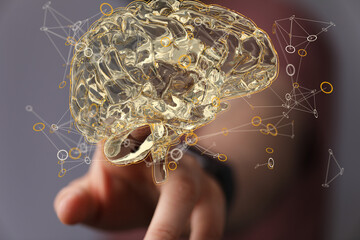 Leinwandbilder - brain testing result with computer interface, Abstract. Innovative technology