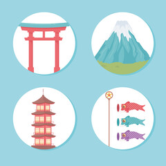 Canvas Print - japanese culture round icons