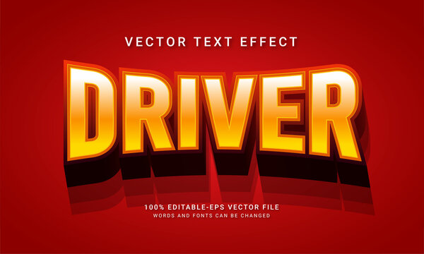 Driver editable text style effect themed transportaion concept