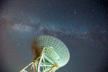 Canvas Print - Radio telescopes and the Milky Way at night