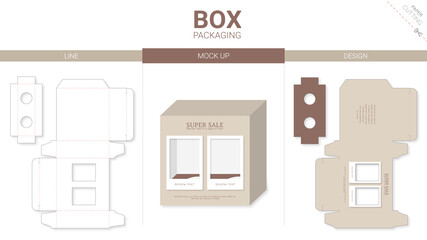 Box packaging and mockup die cut template miinimal pastel color