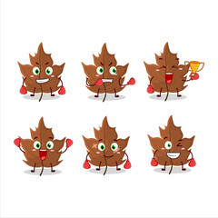 Sticker - A sporty maple dried leaf boxing athlete cartoon mascot design