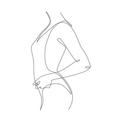 Poster - One continuous line drawing of Woman Body. Abstract Modern female Figure portrait in black linear design for Wall Art, Print, Card, Poster. Doodle Vector illustration