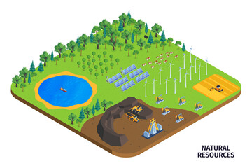 Natural Resources Isometric Composition