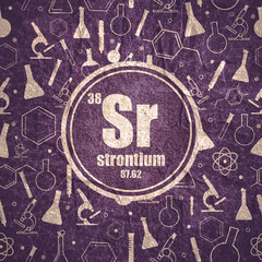 Sticker - Strontium chemical element. Concept of periodic table.
