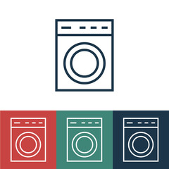 Wall Mural - Linear vector icon with washing machine