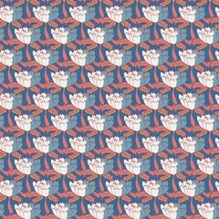 Poster - Hand drawn flowers vector seamless repeat pattern print background