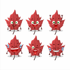 Sticker - Cartoon character of red autumn leaf with smile expression