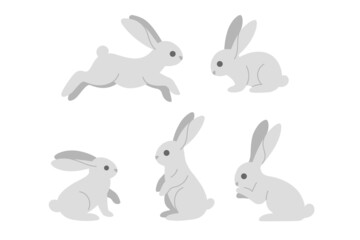 Wall Mural - Cartoon hare sketch line icon. Сute animals in various poses. Childish print for nursery, kids apparel, poster, postcard, pattern.