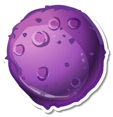 Wall Mural - Sticker template with purple asteroid isolated