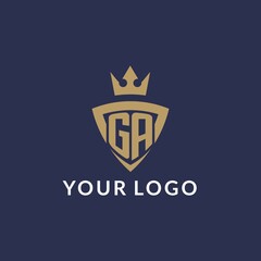 Wall Mural - GA logo with shield and crown, monogram initial logo style