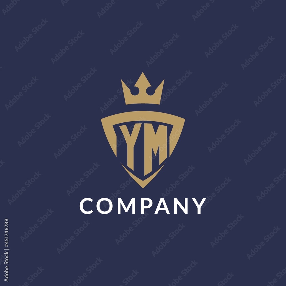 YM logo with shield and crown, monogram initial logo style Stock Vector ...