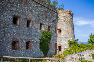 Sticker - View of Forte Sperone (Sperone Fort) , one of the most important and better preserved structures of the fortifications of Genoa, Italy.