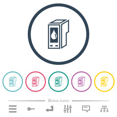 Poster - Ink cartridge outline flat color icons in round outlines