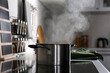 © New Africa - Steaming pot on electric stove in kitchen