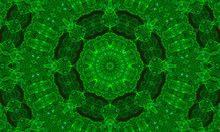 Illustration Fisheye Green Abstract Kaleidoscope Background. Multicolor Geometric Kaleidoscope Backdrop. Colorful Kaleidoscope Texture. Decorative Kaleidoscopic Ornament. Colorful Ornament Background.
