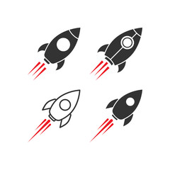 Canvas Print - Rocket launch icon set design illustration template