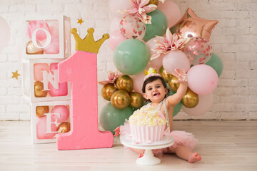 First birthday party for girl. Pink  decor
