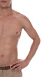 © New Africa - Shirtless man with slim body isolated on white, closeup