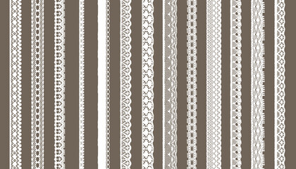 Wall Mural - White Floral Pattern Trim Lace Ribbon for Decorating.