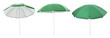 Set with green beach umbrellas on white background. Banner design