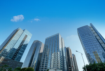 Sticker - Modern skyscrapers in the business district, Xiamen, China.