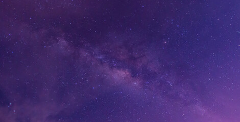 panorama blue night sky milky way and star on dark background.universe filled with stars, nebula and