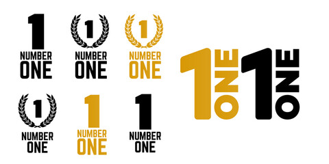 Wall Mural - Number one retro labels. Set of one number logo. First place badge