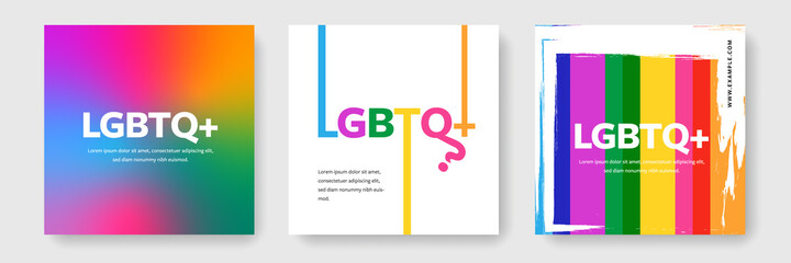 Wall Mural - LGBTQ community templates, social media posts, lesbian, gay, bisexual and queer, coloured gradient background, vector, sex orientation, gender identity