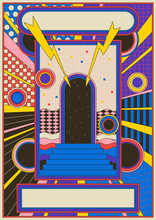 1980s - 1990s Abstract Illustration, Template For Posters, Covers