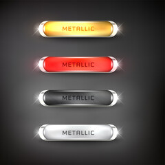 Wall Mural - buttons set web steel on background color black 11