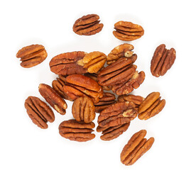 Wall Mural - pecan nuts isolated on white backrgound