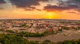 Fototapeta  - Aerial sunset view of Scranton Pennsylvania, steamtown or electric city home to the legendary office with dramatic colorful sky