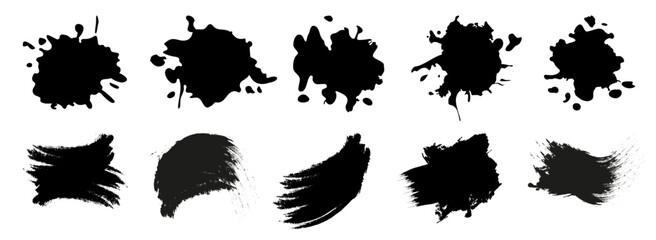Leinwandbilder - dirty texture elements, quote box speech template. black splashes isolated. paint grunge for posters